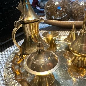 Elegant Gold Tea Set with Tray
